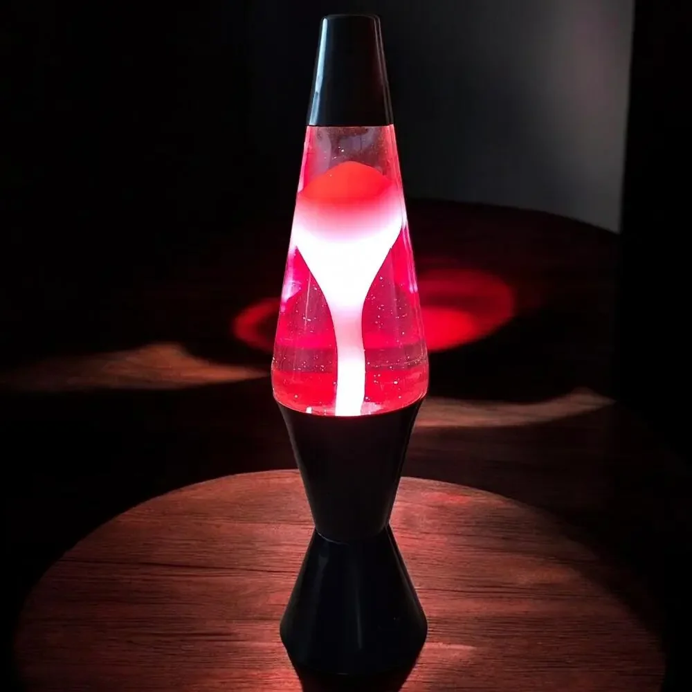Vintage Lava Lite Lamp Black Base Yellow Wax Purple Glow Retro Motion Light 14